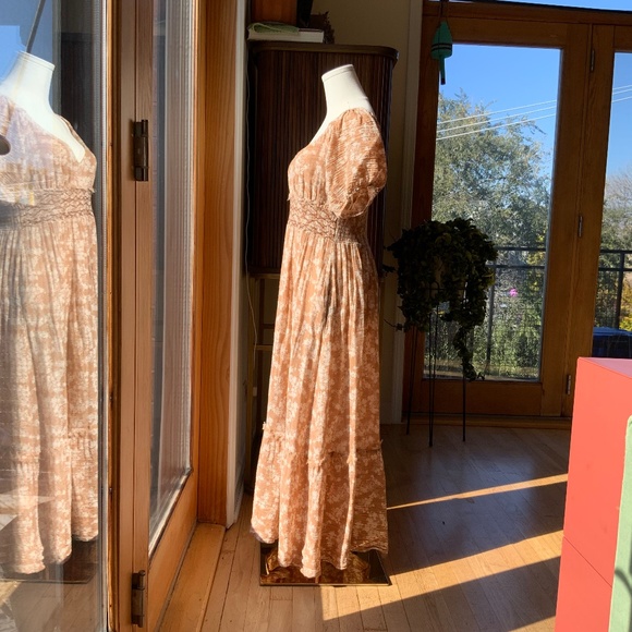 Free People Ellie Print Smocked Midi Dress In Neutral - Picture 7 of 10